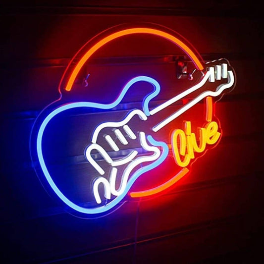 Bright Red Live Music Guitar LED Night Light Concert Sign