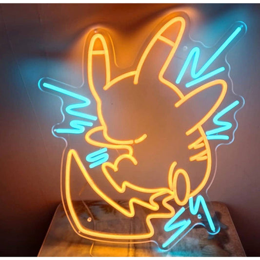 Fun Bright Yellow Thunder Pikachu Pokemon LED Night Light Japan Anime Room Decor
