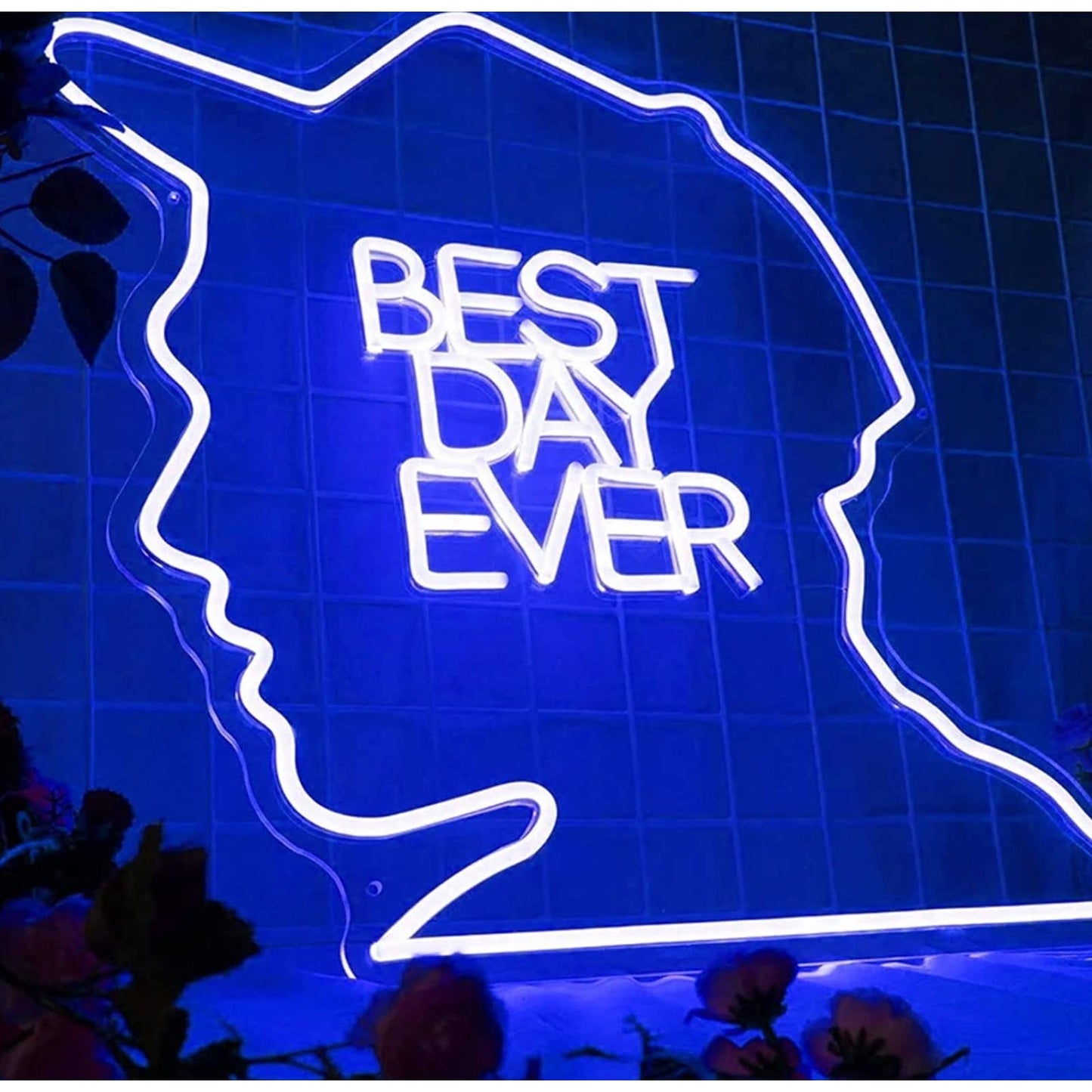 Fun Bright Blue “Best Day Ever” LED Night Light Room Wall Decoration