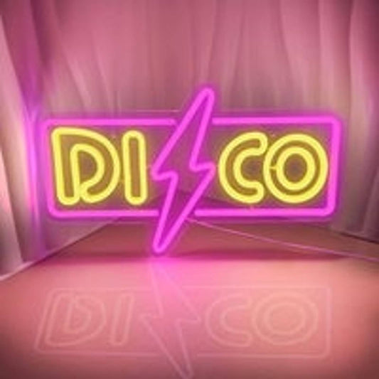 Fun Bright Pink / Yellow Disco LED Night Light Party Room Wall Decor
