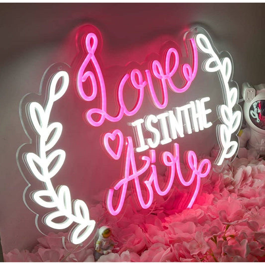 Lovely Bright Pink / White “Love is in the Air” LED Night Light Room Wall Decor