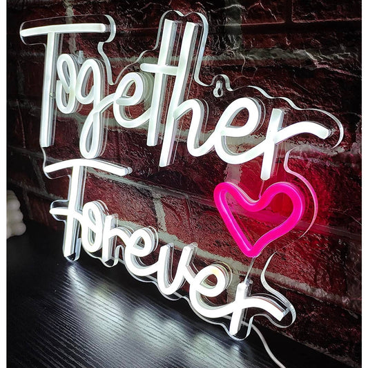 Lovely Vivid Cool Bright Better Together Pink Heart LED Night Light Room Wall De
