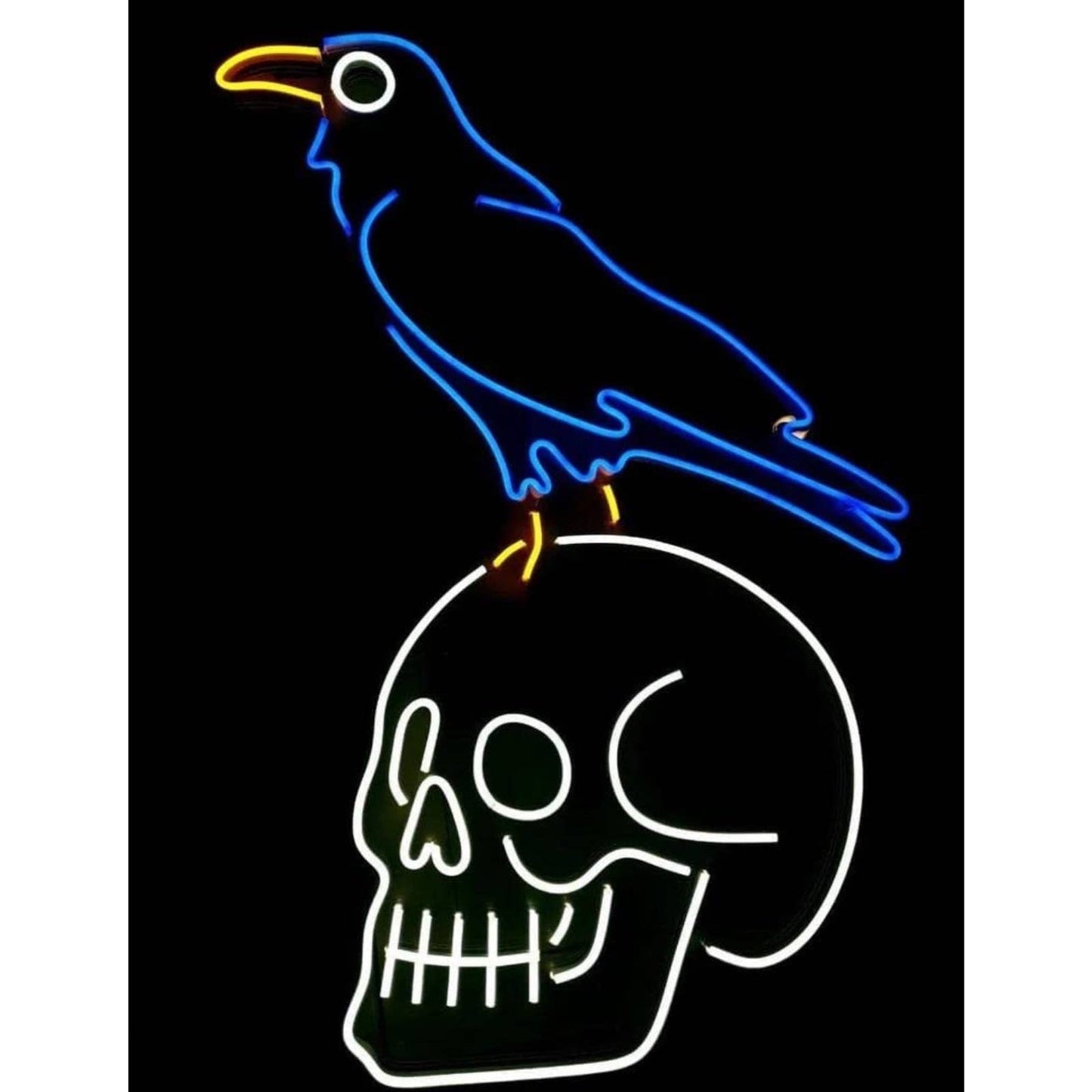 Bright Crow on Skull LED Night Light Room Wall Goth Decoration