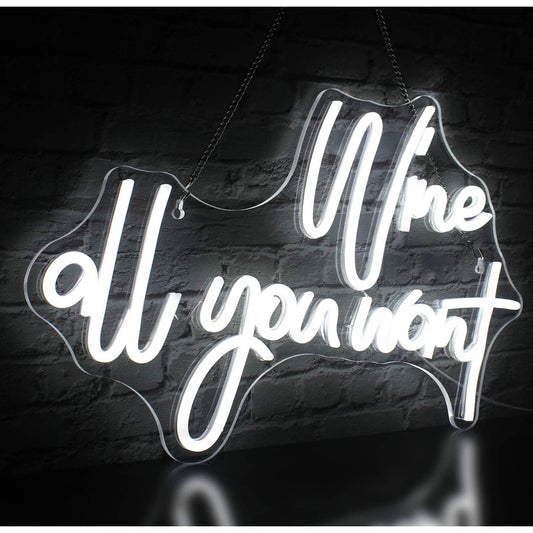 Fun Bright “Wine All You Want” LED Night Light Room Wall Bar Party Decor