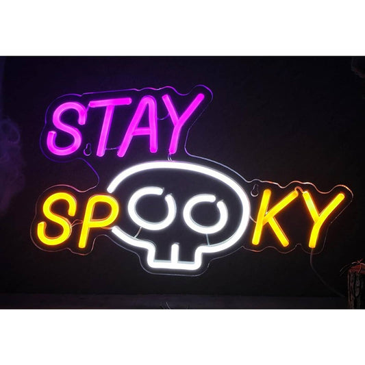 Fun Bright “Stay Spooky” Skull LED Night Light Halloween Decor