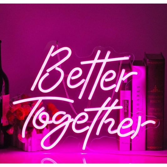 Lovely Bright Pink Romantic “Better Together” LED Night Light Room Wall Decor