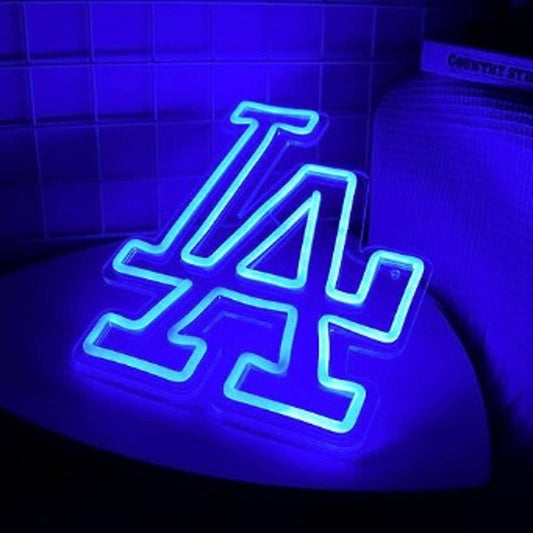 Vivid Bright Blue Los Angeles Dodgers Baseball Team LED Light MLB Sport Sign Dec