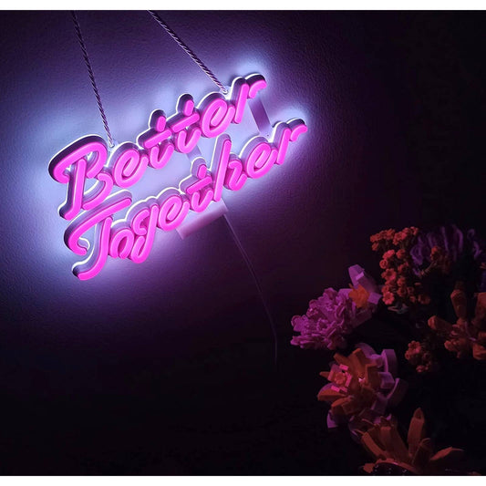 Lovely Bright Pink Romantic “Better Together” LED Night Light Room Wall Decor