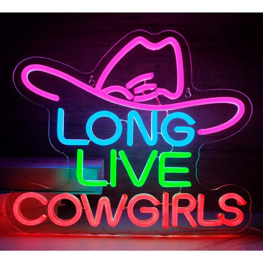 Lovely Vivid Bright Colorful Long Live Cowgirls LED Night Light Room Wall Decor
