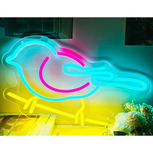 Cute Bright Baby Blue Bird LED Night Light Room Wall Decoration