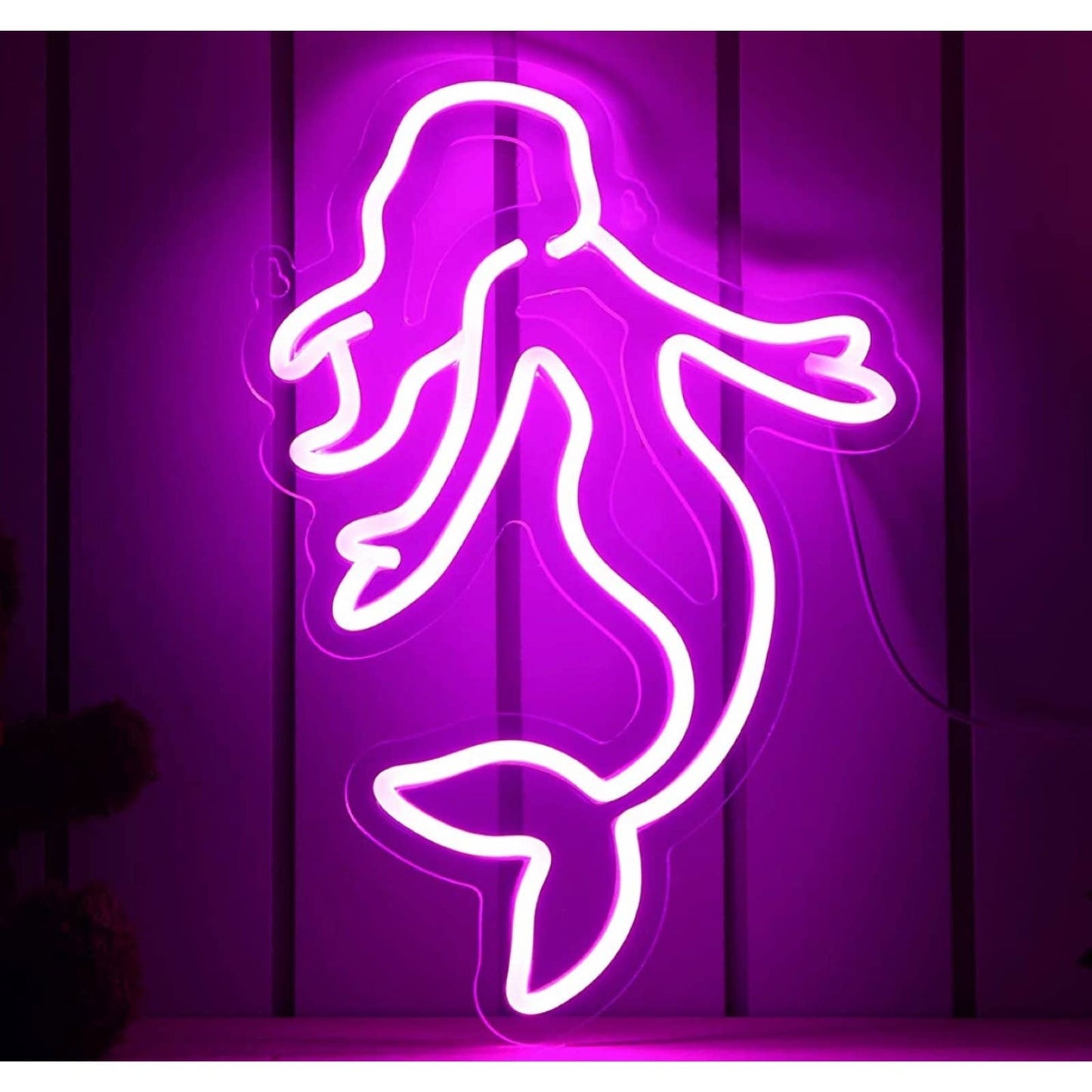 Cute Bright Pink Mermaid LED Night Light Room Wall Decoration