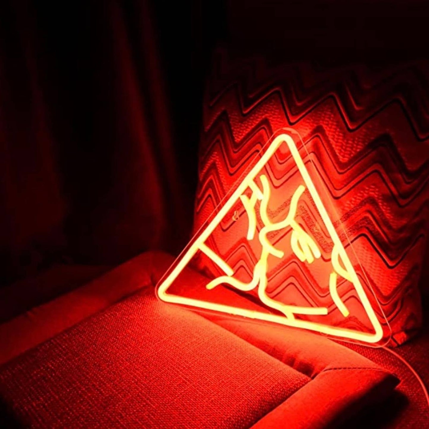 Romantic Bright Orange Kiss in Triangle LED Night Light Room Wall Art Decor