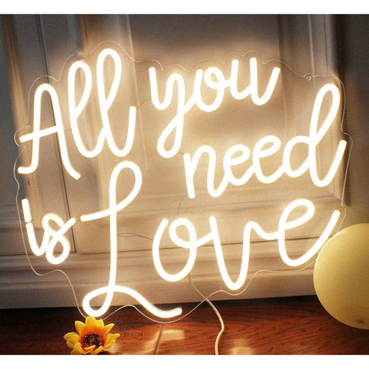 Lovely Bright White “All You Need is Love” LED Night Light Romantic Room Wall De