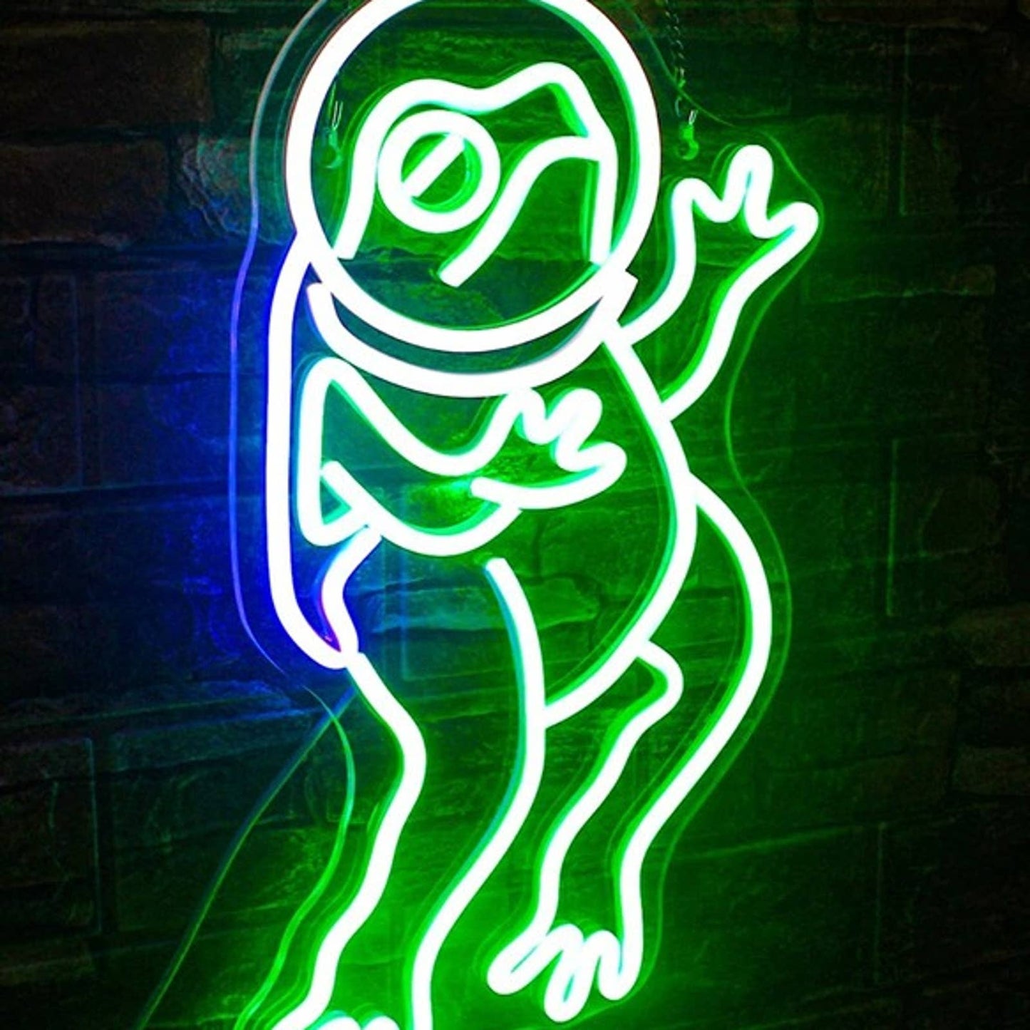 Fun Bright Green Astronaut Frog LED Night Light Room Wall Decoration