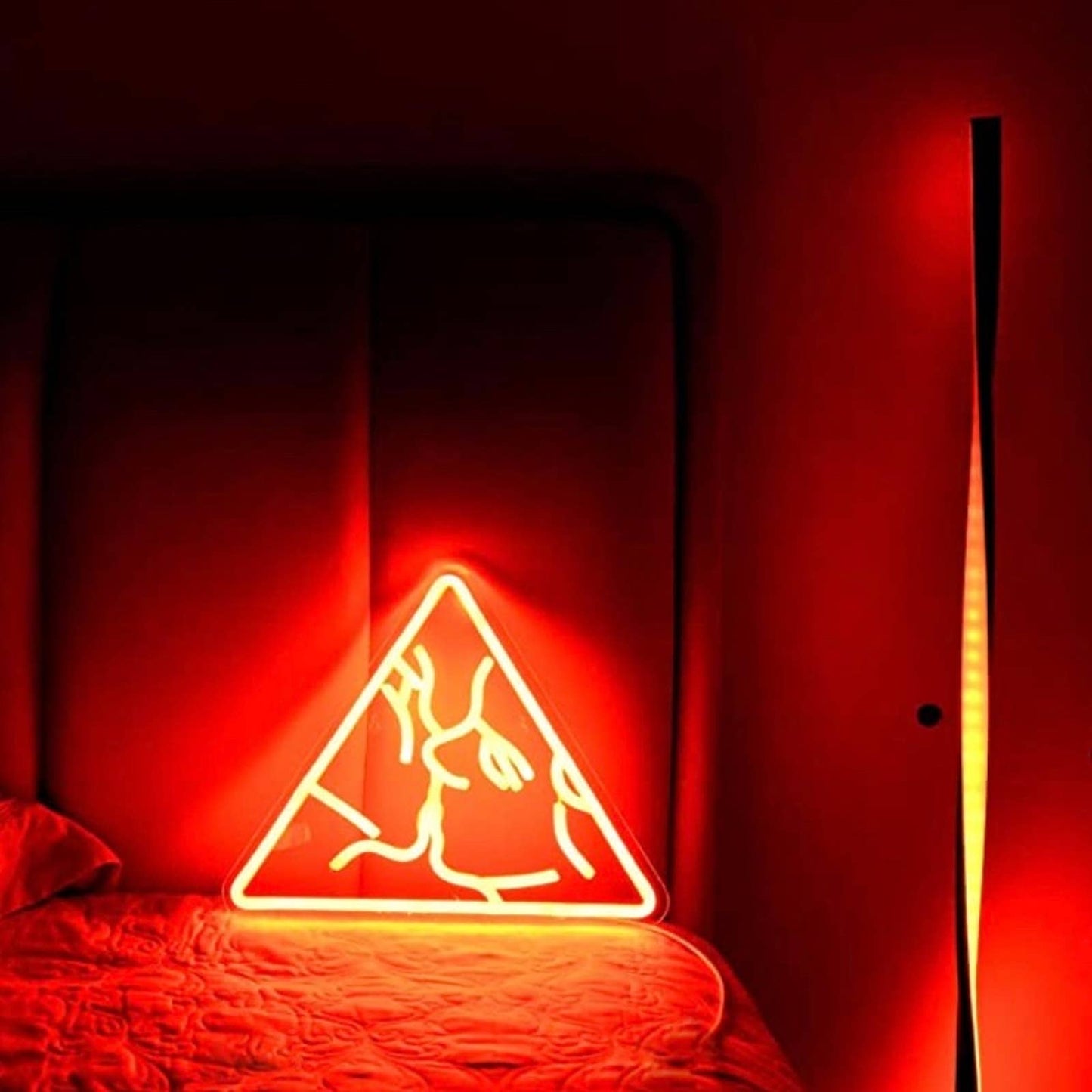 Romantic Bright Orange Kiss in Triangle LED Night Light Room Wall Art Decor