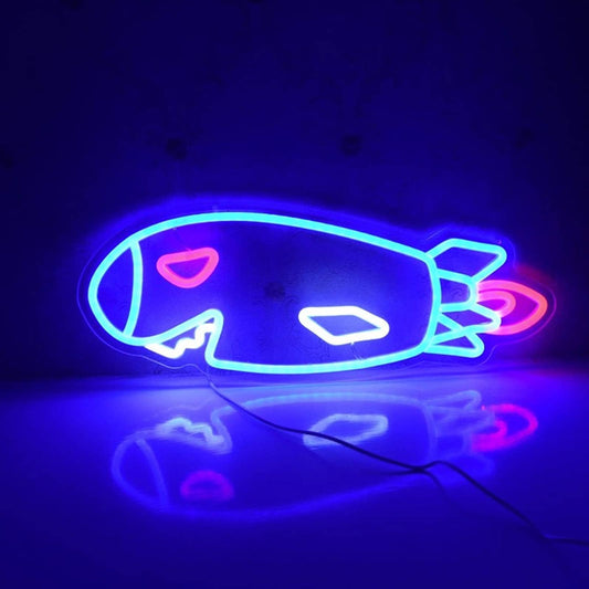 Fun Bright Blue Rocket Shark Torpedo LED Light Video Game Decoration