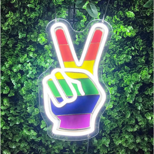 Fun Vivid Bright Rainbow Peace Hand Sign Room Wall Decoration
