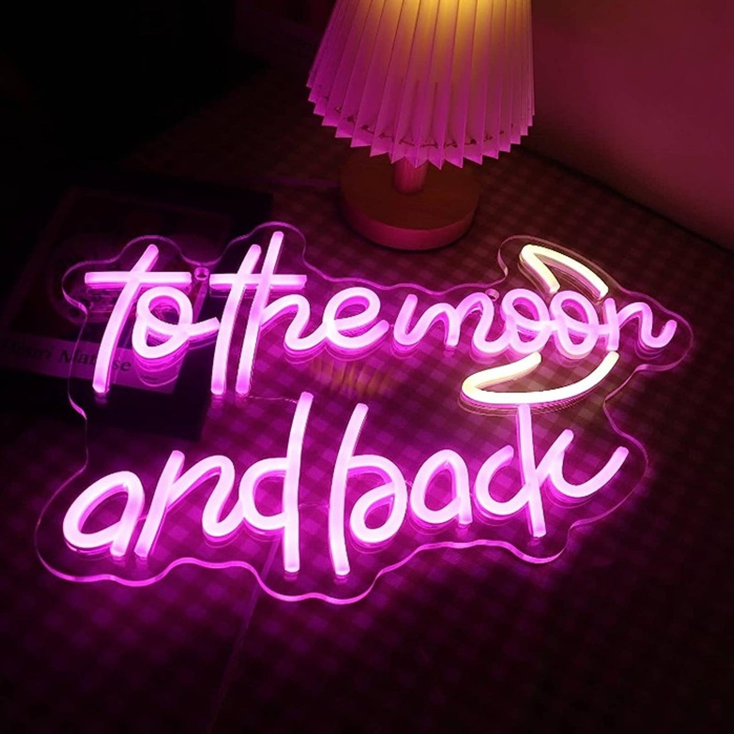 Lovely Bright Cool Pink & Yellow “to the moon and back” LED Night Light Decor