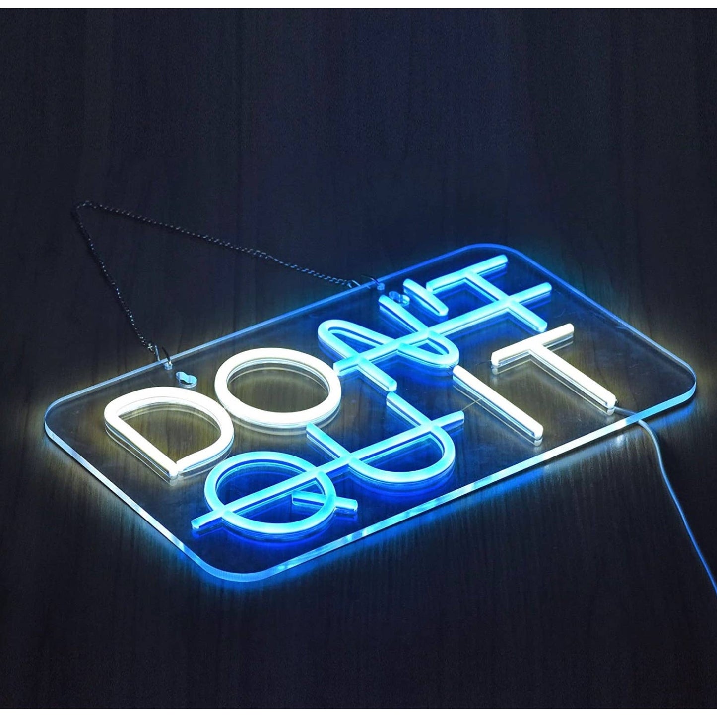 Bright Blue / White DON’T QUIT LED Night Light Motivation Decoration