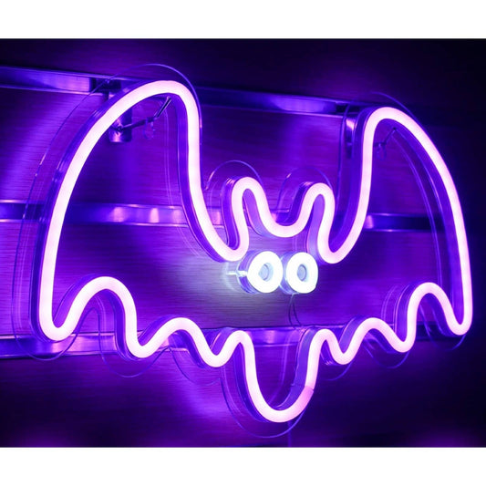 Spooky Fun Bright Purple Bat LED Night Light Halloween Decor