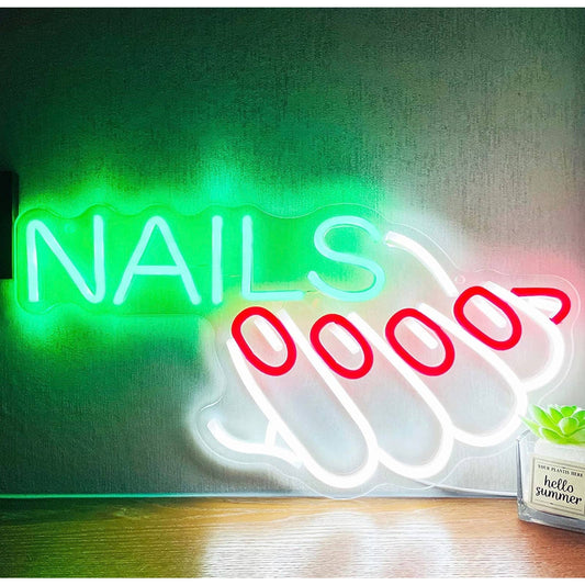 Lovely Bright Colorful Nails LED Spa Light Salon Room Wall Decoration