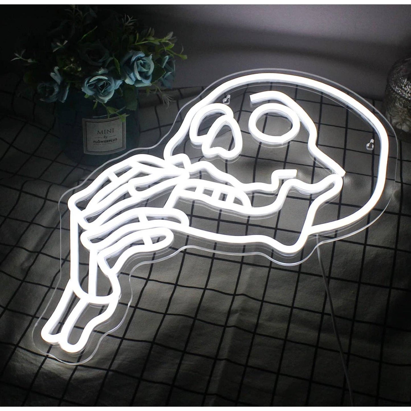 Spooking Bright Thinking Skull Skeleton LED Night Light Halloween Room Wall Deco