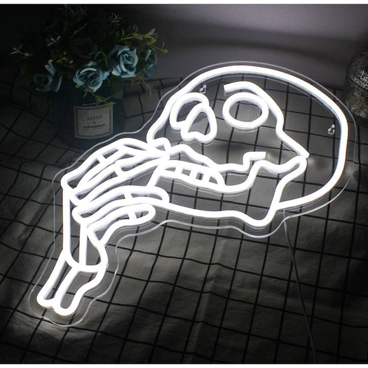 Spooking Bright Thinking Skull Skeleton LED Night Light Halloween Room Wall Deco
