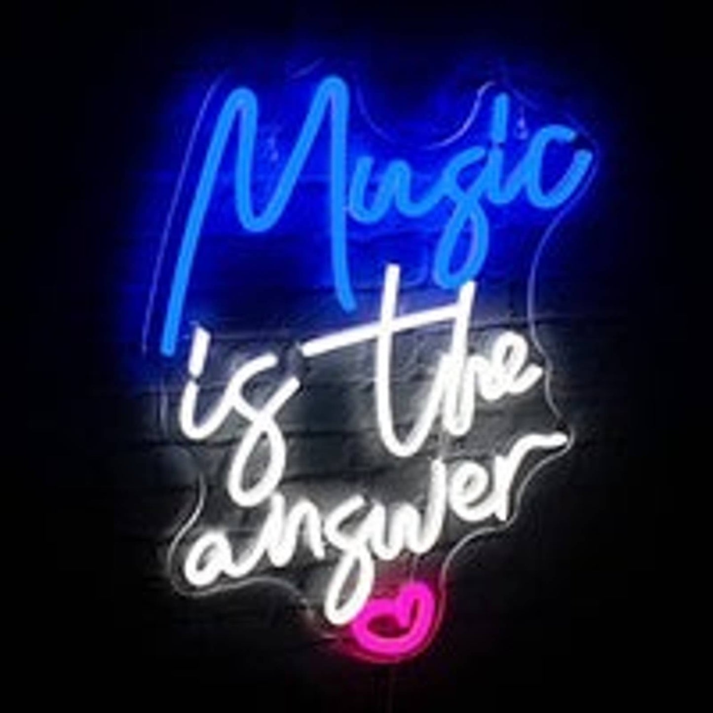 Vivid Bright Colorful Music is the Answer LED Night Light Room Wall Decor
