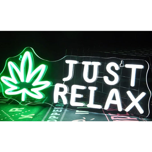Vivid Bright Green White Just Relax High Plant LED Light Room Wall Decoration