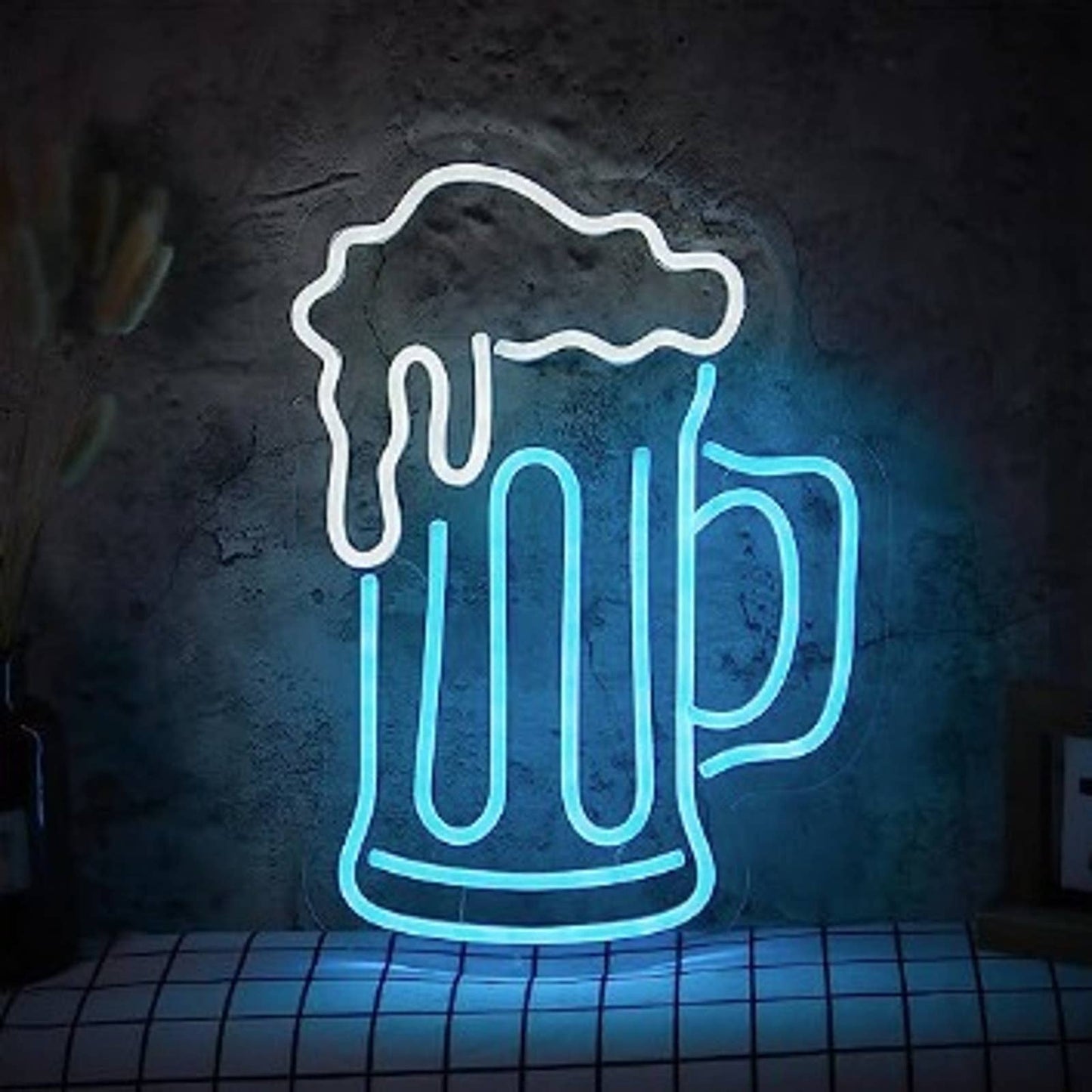 Fun Bright Blue Overflowing Beer LED Night Light Bar Party Room Wall Decor
