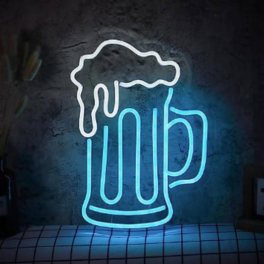 Fun Bright Blue Overflowing Beer LED Night Light Bar Party Room Wall Decor