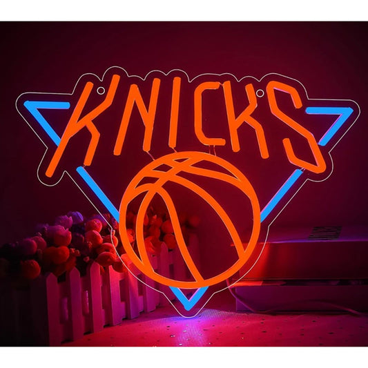 Vivid Bright New York Knicks Basketball Team Logo LED Light Wall NBA Decor