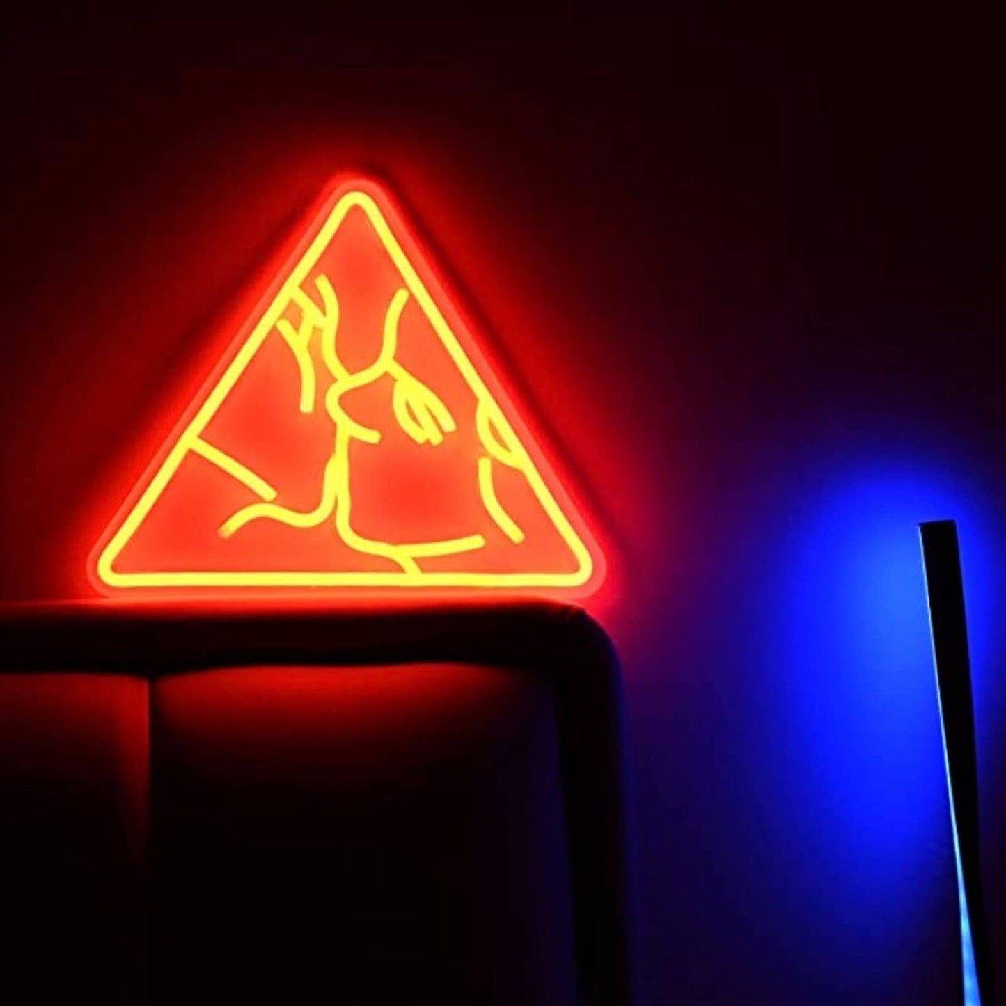 Romantic Bright Orange Kiss in Triangle LED Night Light Room Wall Art Decor