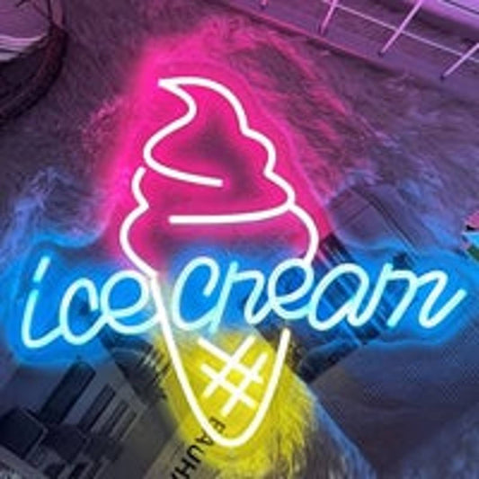 Lovely Bight Tasty Ice Cream LED Night Light Store Sign Room Wall Decoration