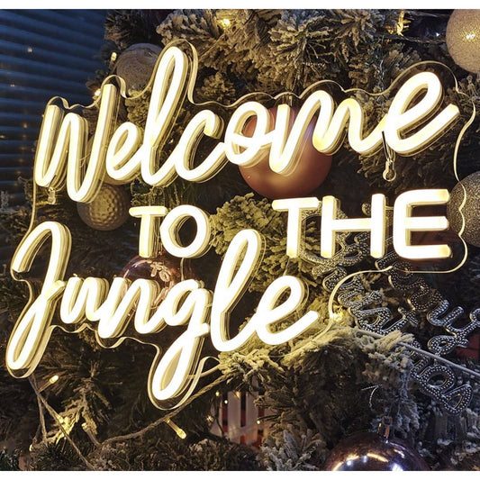 Vivid Bright White “Welcome Come to Jungle” LED Night Light Room Wall Decor