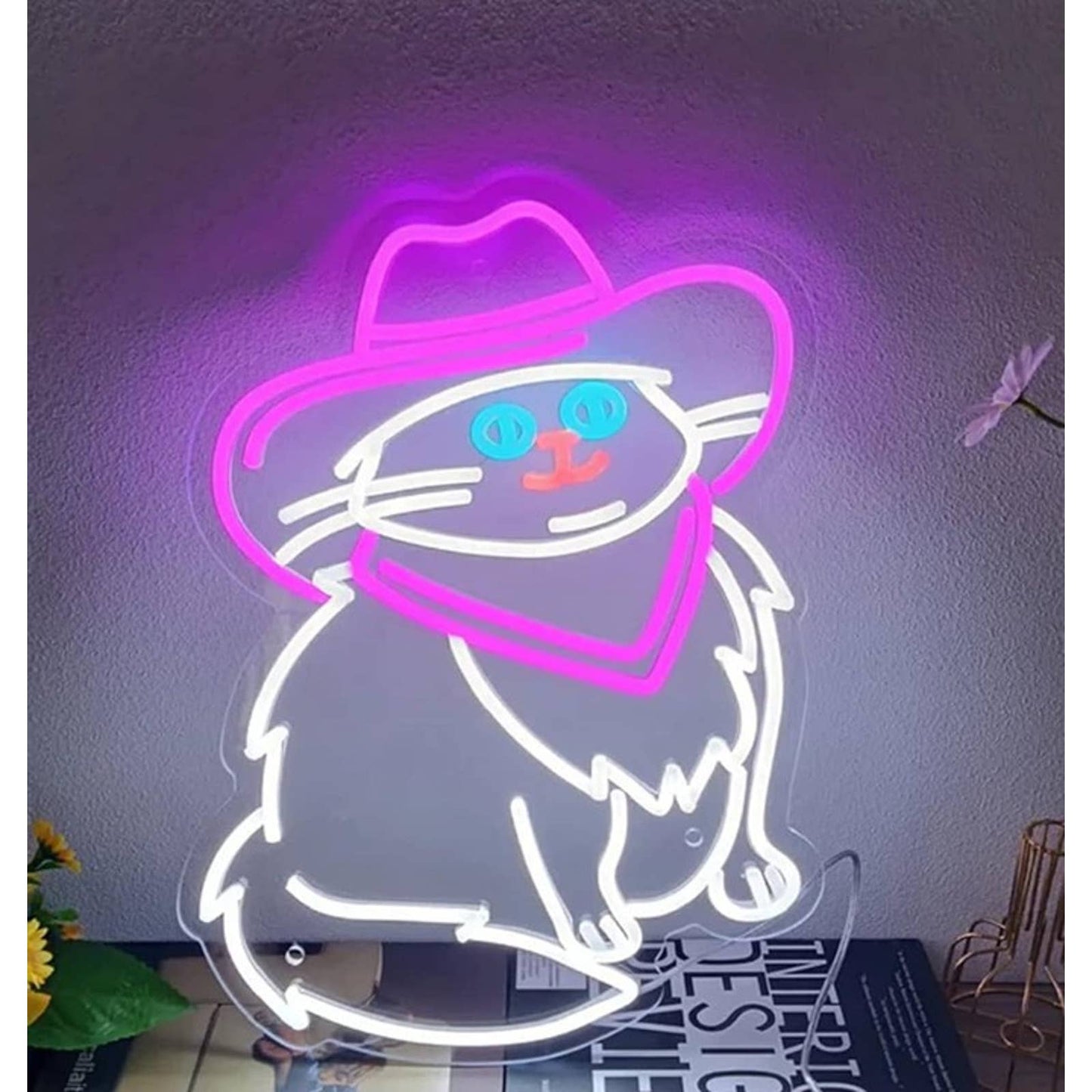 Cute Bright Cow Girl Kitty Cat LED Night Light Western Decor