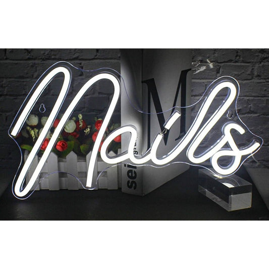 Vivid Bright White “Nails” LED Night Light Salon Spa Shop Wall Window Decor