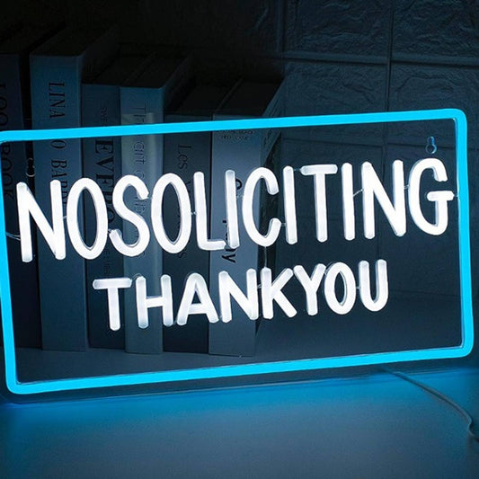 Vivid Bright Blue No Soliciting Sign LED Night Light Store Shop