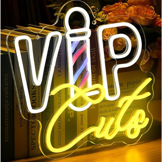 Vivid Bright VIP Cuts Barbershop LED Night Light Room Wall Shop Salon Sign