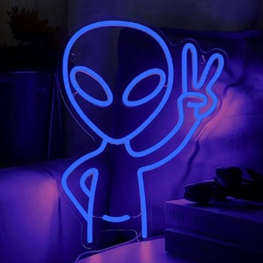 Fun Bright Blue Peaceful Alien Kid LED Night Light Room Wall Decoration