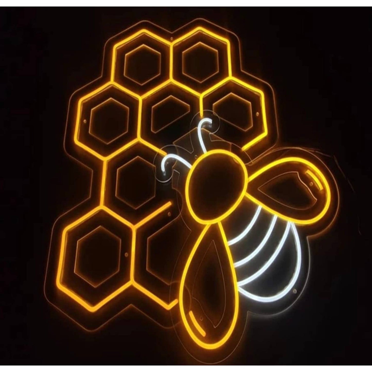 Lovely Bright Yellow Bumble Bee Honeycomb LED Night Light Room Wall Decoration