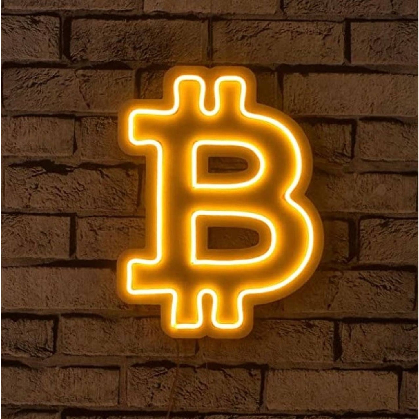 Bright Yellow Bitcoin Crypto Currency LED Night Light Room Wall Decoration