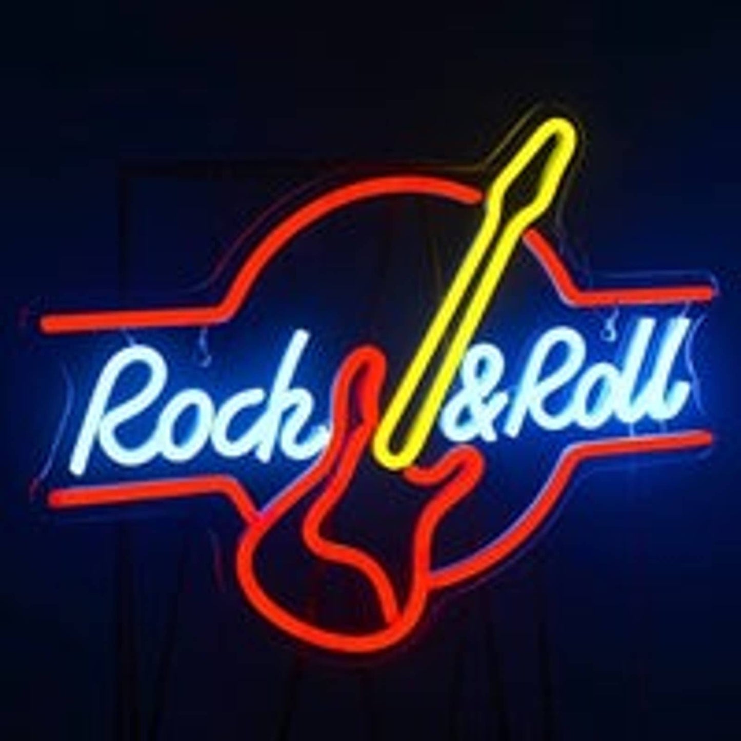 Fun Bright Red / Yellow Rock & Roll Guitar LED Night Light Music Room Wall Decor