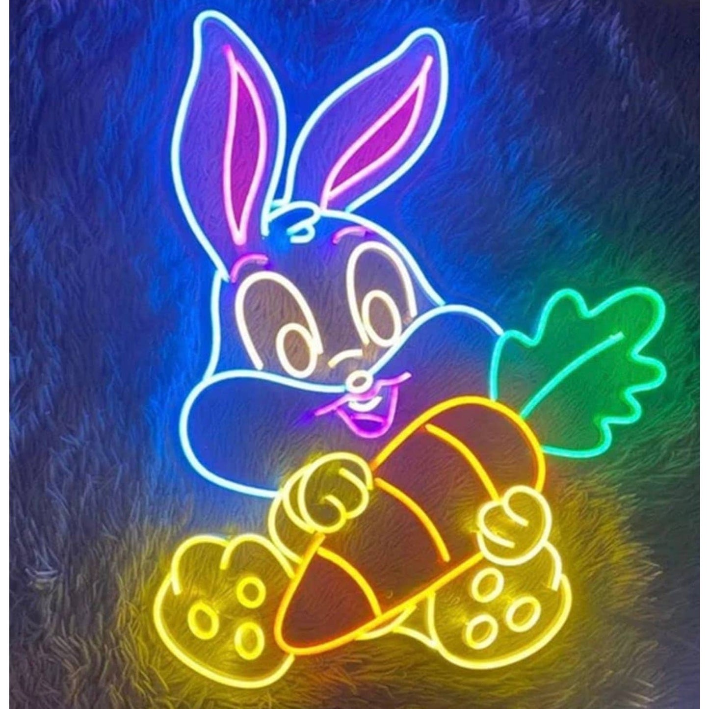 Adorable Bright Colorful Happy Baby Bunny Rabbit with a Carrot LED Night Light D