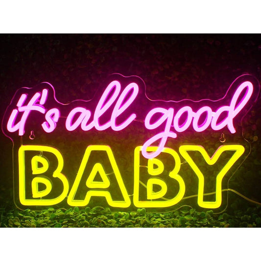 Lovely Bright Colorful “It’s All Good Baby” LED Night Light Room Wall Decor