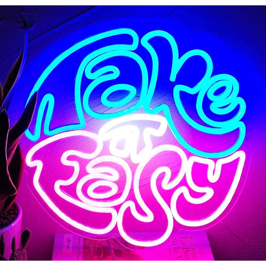 Fun Bright Vivid Colorful “Take It Easy” LED Night Light Room Wall Decoration