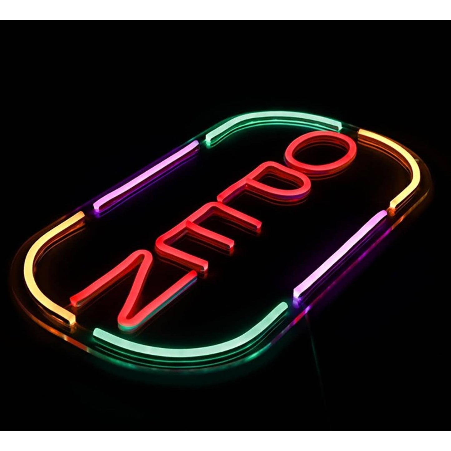 Vivid Bright Fun Vertical Rainbow Dash Border Open LED Light Shop Sign