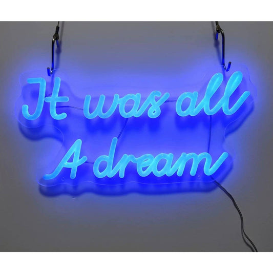 Simple Bright Blue “It was all a dream” LED Night Light Room Wall Decoration