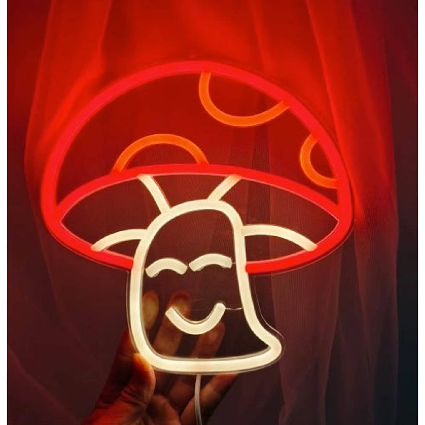 Lovely Bright Plump Happy Red Mushroom LED Night Light Rom Wall Decoration