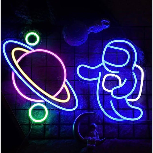 Lovely Bright Rainbow Planet / Astronaut Bundle LED Night Light Room Wall Decora